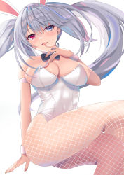 Rule 34 | 1girl, absurdres, blue eyes, breasts, date a live, date a live: date a bullet, fishnets, heterochromia, highres, leotard, medium breasts, pantyhose, playboy bunny, red eyes, ukitaka raptor, white leotard, white pantyhose, white queen (date a live)