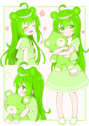 1girl animal_ears bear_ears bear_girl chartreuese_green_dress chartreuse_green_eyes chartreuse_green_hair original