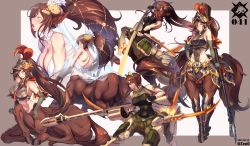 Rule 34 | 1girl, ahegao, animal ears, arm tattoo, armor, armored leotard, armpits, ass, back, bare shoulders, belt, bikini armor, black bodysuit, black gloves, blush, bodysuit, breasts, bridal veil, brown eyes, brown hair, cape, centaur, character request, cleavage, commentary, covered navel, cowboy shot, dated, dress, eyes visible through hair, feathers, fingerless gloves, flower, full body, gloves, glowing, glowing eyes, green belt, green bodysuit, grey background, grey gloves, gun, gunblade, hair between eyes, hair flower, hair ornament, headgear, helmet, highres, holding, holding gun, holding weapon, hooves, horse ears, horse girl, horse tail, implied sex, khan the swift, large breasts, last origin, long hair, looking at viewer, mecha musume, midriff, monster girl, monsterification, multiple legs, navel, open mouth, pointy ears, ponytail, pouch, rearing, red cape, saliva, see-through, shin guards, sidelocks, sitting, smile, standing, tail, tattoo, taur, taut clothes, teeth, thigh pouch, tongue, tongue out, twitter username, upper teeth only, veil, very long hair, weapon, wedding dress, zzo0