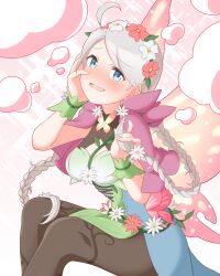 Rule 34 | 1girl, absurdres, ahoge, blue eyes, braid, breasts, butterfly wings, capelet, commission, commissioner upload, dress, fairy, fairy wings, fingernails, fire emblem, fire emblem fates, fire emblem heroes, flower, flower bracelet, gradient clothes, green bracelet, grey hair, hair flower, hair ornament, hair vines, hairband, highres, ikonaska, insect wings, leaf bracelet, long fingernails, long hair, low twin braids, low twintails, medium breasts, nina (fire emblem), nina (resplendent) (fire emblem), nintendo, non-web source, official alternate costume, open mouth, parted bangs, pink capelet, pink flower, short dress, skeb commission, solo, twin braids, twintails, vine belt, vine bracelet, vine harness, vine print, white flower, wings
