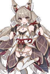 Rule 34 | absurdres, animal ears, blunt bangs, breasts, cat ears, chest jewel, cleavage, detached sleeves, etoria, facial mark, gloves, grey hair, highleg, highleg leotard, highres, leotard, long hair, low twintails, nia (blade) (xenoblade), nia (xenoblade), small breasts, thighhighs, twintails, very long hair, white gloves, xenoblade chronicles (series), xenoblade chronicles 2, yellow eyes