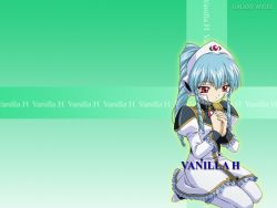Rule 34 | 00s, 1girl, blue hair, broccoli (company), brooch, character name, drill hair, galaxy angel, own hands clasped, interlocked fingers, jewelry, kneeling, own hands together, pantyhose, praying, red eyes, sidelocks, solo, tiara, vanilla h, wallpaper