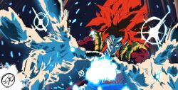 big_bang_kamehameha blue_eyes dragon_ball dragon_ball_gt gogeta highres kamehameha_(dragon_ball) muscular muscular_male red_hair super_saiyan super_saiyan_4 tagme tail