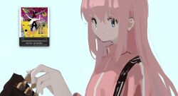 Rule 34 | 1girl, absurdres, asian kung-fu generation, bocchi the rock!, closed mouth, gotoh hitori, hair between eyes, highres, jacket, long hair, long sleeves, looking at viewer, orval, pink hair, pink jacket, sidelocks, simple background, solo, underwear, white background