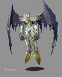 Rule 34 | armor, bandai, claws, digimon, dynasmon, flying, full armor, highres, horns, looking down, monster, no humans, royal knights, spikes, wings