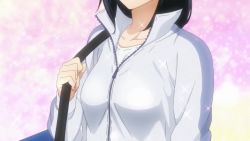 Rule 34 | 1girl, animated, ass, ass focus, black hair, blue eyes, breasts, collarbone, expressionless, glasses, haikyuu!!, jacket, long hair, mole, mole under mouth, pants, shimizu kiyoko, solo, sparkle, track jacket, track pants, track suit, video