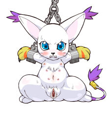 Rule 34 | angry, barefoot, blue eyes, chain, digimon, digimon (creature), furry, nude, pussy, spread pussy, sweat, tailmon