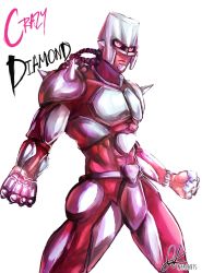 Rule 34 | 1boy, absurdres, artist name, character name, clenched hands, crazy diamond, heart, highres, jojo no kimyou na bouken, no humans, nyapapa, pink eyes, signature, solo, stand (jojo)