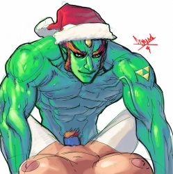 Rule 34 | 1boy, 1girl, abs, breasts, colored skin, diepod, eyebrows, female pov, ganondorf, green eyes, green skin, hat, hetero, large breasts, lying, male pubic hair, missionary, monster, muscular, nintendo, nipples, nude, on back, penis, pointy ears, pov, pubic hair, santa hat, sex, sideburns, signature, simple background, sketch, solo focus, spread legs, tattoo, the legend of zelda, thick eyebrows, thighhighs, triforce, vaginal, white background, white thighhighs