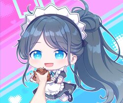Rule 34 | 1girl, 1other, absurdly long hair, apron, aris (blue archive), aris (maid) (blue archive), black dress, black footwear, black hair, blue archive, blue eyes, blush, cake, chocolate, dress, food, frilled apron, frills, full body, halo, heart, highres, holding, holding plate, kaoling, long hair, maid, maid apron, maid headdress, official alternate costume, official alternate hairstyle, open mouth, pantyhose, plate, ponytail, puffy short sleeves, puffy sleeves, ringed eyes, shoes, short sleeves, smile, solo focus, very long hair, white apron, white pantyhose
