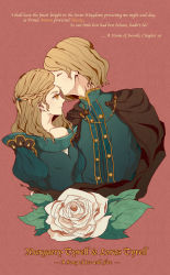 Rule 34 | 1boy, 1girl, a song of ice and fire, brother and sister, brown hair, flower, game of thrones, highres, loras tyrell, margaery tyrell, orange eyes, rose, siblings