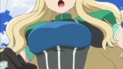 Rule 34 | 10s, animal ears, animated, animated gif, blonde hair, blush, bouncing breasts, bra, breasts, rabbit ears, dog days, exploding clothes, lingerie, lowres, panties, screencap, torn clothes, underwear, undressing, vert farbreton, wardrobe malfunction