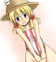 Rule 34 | 1girl, blush, female focus, hat, kirisaki byakko, moriya suwako, no panties, solo, touhou