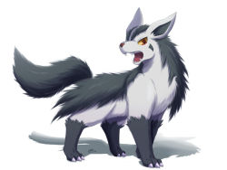 Rule 34 | 2013, artist name, creatures (company), dated, game freak, gen 3 pokemon, highres, ivan (ffxazq), mightyena, nintendo, no humans, open mouth, pokemon, pokemon (creature), red eyes, shadow, simple background, solo, white background