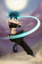 Rule 34 | attack, blue hair, boots, leona heidern, snk, soldier, the king of fighters
