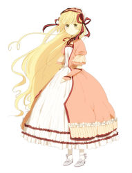Rule 34 | 1girl, bad id, bad pixiv id, blonde hair, dress, frills, gosick, green eyes, hairband, lolita fashion, long hair, looking at viewer, simple background, solo, standing, tukemono6, very long hair, victorica de blois, white background