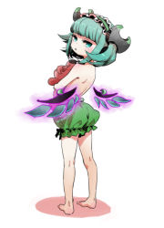 Rule 34 | 1girl, aqua eyes, aqua hair, astaroth (p&amp;d), bad id, bad pixiv id, bloomers, cauchemar (p&amp;d), doll, green bloomers, headdress, looking at viewer, madocca, puzzle &amp; dragons, short hair, solo, topless, underwear, wings