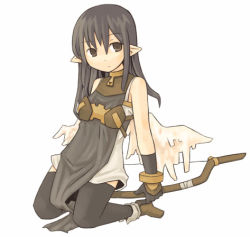 Rule 34 | 7010, bow (weapon), lowres, pointy ears, solo, thighhighs, weapon, wings