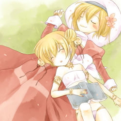 Rule 34 | 2girls, ark kan, bandeau, bell, bikini, blonde hair, blush, book, choker, closed eyes, closed mouth, commentary request, dancer (ragnarok online), double bun, dress, feet out of frame, flat chest, flower, hair bell, hair bun, hair flower, hair ornament, head on another&#039;s stomach, high priest (ragnarok online), holding, holding book, jingle bell, juliet sleeves, long sleeves, multiple girls, open mouth, pink flower, puffy sleeves, purple bikini, ragnarok online, red dress, short hair, sleeping, smile, swimsuit, two-tone dress, white dress, white hair