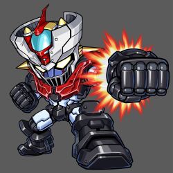 Rule 34 | armor, clenched hand, copyright name, fujisawa naoyuki, full armor, mazinger (series), mazinger z, mazinger z (mecha), mecha, mecha focus, no humans, robot, rocket punch, science fiction, solo focus, super robot