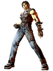 Rule 34 | 1boy, belt, bloody roar, clenched hand, clenched teeth, denim, fingerless gloves, gloves, highres, jeans, male focus, ogami yugo, pants, solo, teeth, yugo the wolf