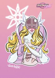 Rule 34 | angel, angel girl, angewomon, crests (digimon), digimon, digimon (creature), digimon adventure, head wings, highres, long hair, mask, wings