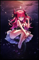 Rule 34 | 10s, 1girl, asymmetrical horns, blue eyes, breasts, corset, dragon tail, dress, elizabeth bathory (fate), elizabeth bathory (fate/extra ccc), elizabeth bathory (first ascension) (fate), fate/extra, fate/extra ccc, fate/grand order, fate (series), horns, leikangmin, long hair, looking at viewer, pink hair, plaid, plaid skirt, pointy ears, skirt, small breasts, smile, solo, tail, uneven horns