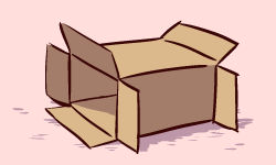 Rule 34 | box, cardboard box, naga u, no humans, original, pink background, shadow, simple background, still life