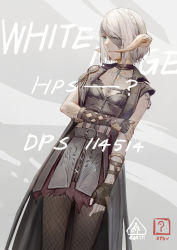 Rule 34 | 1girl, absurdres, ajirui, au ra, black coat, black dress, black gloves, blue eyes, braid, choker, closed mouth, coat, commentary request, cowboy shot, crown braid, dragon horns, dress, english text, final fantasy, final fantasy xiv, fingerless gloves, fishnet legwear, fishnets, gloves, grey background, grey hair, hair over one eye, highres, horns, one eye covered, open clothes, open coat, scales, short hair, sleeveless, sleeveless coat, solo, square enix, warrior of light (ff14)
