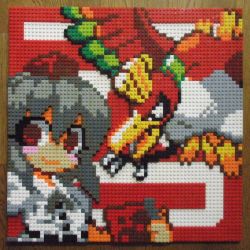 Rule 34 | 1girl, text background, black hair, buttons, camera, closed mouth, creatures (company), game freak, gen 2 pokemon, hat, highres, ho-oh, holding, holding camera, legendary pokemon, lego, lego (medium), looking at viewer, nintendo, photo (medium), pixel art, pokemon, pokemon (creature), red background, red eyes, shameimaru aya, shirt, short hair, short sleeves, smile, tokin hat, touhou, unconventional media, upper body, white shirt, wings, you rei (blowback)