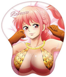 Rule 34 | 1girl, armor, bikini armor, breasts, dressrosa, female focus, large breasts, looking at viewer, lowres, mousepad, mousepad (object), one piece, pink hair, rebecca (one piece), smile, solo