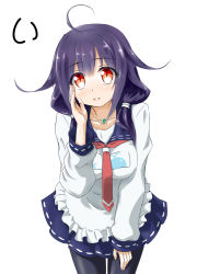 Rule 34 | 10s, 1girl, ahoge, kantai collection, koda (kodadada), looking at viewer, low twintails, pantyhose, purple hair, red eyes, simple background, solo, taigei (kancolle), twintails, whale, white background