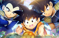 Rule 34 | 3boys, :d, :o, aged down, armor, backlighting, bad id, bad pixiv id, black eyes, black hair, blue sky, blurry, bokeh, broly (dragon ball super), close-up, clothes writing, collarbone, crossed arms, day, depth of field, dougi, dragon ball, dragon ball (classic), dragon ball (object), dragon ball minus, dragon ball super, dragon ball super broly, egg, fingernails, frown, gloves, glowing, leaf, leaning, leaning forward, libeuo (liveolivel), light rays, looking down, male focus, messy hair, monkey tail, multiple boys, nest, ruyi jingu bang, open mouth, outdoors, outstretched hand, plant, reaching, round teeth, serious, shaded face, sky, smile, son goku, spiked hair, sun, sunlight, surprised, tail, teeth, tree, upper body, upper teeth only, vegeta, white gloves, wristband