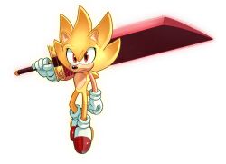 1boy absurdres aideneye99 furry furry_male gloves highres holding holding_sword holding_weapon huge_weapon looking_at_viewer multicolored_shoes over_shoulder red_eyes red_shoes shoes simple_background sonic_(series) sonic_the_hedgehog super_sonic sword sword_over_shoulder two-tone_shoes weapon weapon_over_shoulder white_background white_gloves white_shoes yellow_fur