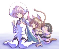 Rule 34 | .hack//, .hack//g.u., .hack//games, .hack//roots, 00s, 2girls, animal ears, bandai, bare shoulders, blue eyes, boots, bracelet, breasts, brown hair, cat ears, cleavage, cyber connect 2, detached sleeves, happy, jewelry, lowres, miniskirt, multiple girls, pink hair, pointing, shino (.hack//), shino (.hack//g.u.), short hair, skirt, smile, tabby, tabby (.hack//), tattoo, thigh boots, thighhighs, zettai ryouiki
