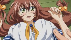 Rule 34 | 00s, 1girl, animated, animated gif, assisted exposure, blush, bouncing breasts, bra, breasts, brown hair, cleavage, clothes lift, glasses, gloves, green eyes, ikkitousen, large breasts, lingerie, long hair, pink bra, ryuubi gentoku, school uniform, shirt lift, underwear, undressing, upper body, you gonna get raped