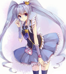 Rule 34 | 10s, 1girl, bad id, bad pixiv id, blue eyes, blue hair, blue skirt, blue thighhighs, brooch, crown, cure princess, earrings, eyelashes, hair ornament, hair ribbon, happinesscharge precure!, happy, heart, heart brooch, jewelry, long hair, looking at viewer, magical girl, matching hair/eyes, miiko (somnolent), precure, ribbon, shirayuki hime, shirt, skirt, smile, solo, thighhighs, thighs, twintails, wrist cuffs
