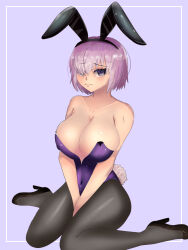 Rule 34 | animal costume, breasts, fate/grand order, fate (series), large breasts, mash kyrielight, rabbit costume, rabbit ears, ran sk, short hair