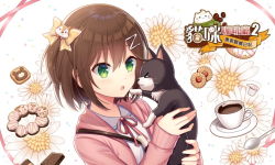 Rule 34 | 1girl, :o, animal, blush, bow, brown hair, cat, coffee, collared shirt, commentary request, cookie, cup, fingernails, flower, food, green eyes, hair between eyes, hair bow, hair ornament, hitsuki rei, holding, holding animal, holding cat, hood, hood down, hooded jacket, jacket, long sleeves, looking away, open clothes, open jacket, original, parted lips, pink jacket, red ribbon, ribbon, saucer, shirt, sleeves past wrists, solo, spoon, teacup, translation request, two side up, upper body, white background, white flower, white shirt, yellow bow
