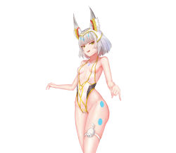 Rule 34 | 1girl, absurdres, animal ears, blunt bangs, breasts, cat ears, facial mark, grey hair, highres, kl4397, nia (blade) (xenoblade), nia (xenoblade), short hair, simple background, small breasts, solo, white background, xenoblade chronicles (series), xenoblade chronicles 2, xenoblade chronicles 3, yellow eyes