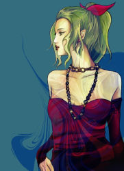 Rule 34 | 1990s (style), bare shoulders, detached sleeves, earrings, final fantasy, final fantasy vi, green hair, jewelry, necklace, ponytail, tina branford