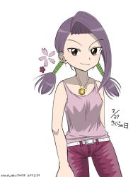 Rule 34 | 1girl, medarot, pants, purple hair, sakura ooshima, tagme, tank top, twintails