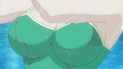 Rule 34 | 00s, 1girl, animated, animated gif, bouncing breasts, breasts, cleavage, honma natsume, large breasts, swimsuit, water, zettai shougeki