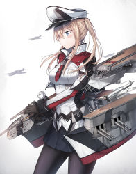 Rule 34 | 10s, 1girl, aircraft, airplane, black gloves, black pantyhose, black skirt, blonde hair, blue eyes, breasts, gloves, graf zeppelin (kancolle), hat, highres, kantai collection, large breasts, long hair, luzi, miniskirt, pantyhose, peaked cap, skirt, solo, twintails