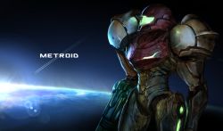 Rule 34 | arm cannon, commentary, copyright name, covered face, dennou manjuu, english commentary, hanagemissile, lens flare, metroid, nintendo, planet, power suit, samus aran, science fiction, solo, space, spacecraft, standing, varia suit, weapon