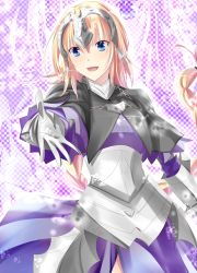 Rule 34 | 1girl, armor, armored dress, bad id, bad pixiv id, blonde hair, blue eyes, braid, dress, fate/apocrypha, fate/zero, fate (series), gauntlets, headpiece, jeanne d&#039;arc (fate), jeanne d&#039;arc (ruler) (fate), kurose nao, long hair, outstretched hand, single braid, solo