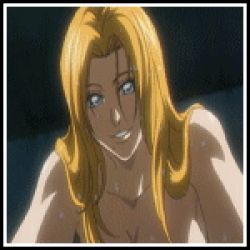 Rule 34 | 00s, animated, animated gif, bleach, blue eyes, breasts, cleavage, large breasts, long hair, lowres, matsumoto rangiku, orange hair, solo, topless, wet