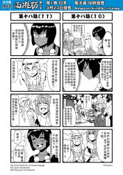 Rule 34 | 4koma, anger vein, blush, bound, chinese text, comic, detached sleeves, flying sweatdrops, gauntlets, gender request, genderswap, gourd, highres, horns, huangjin sheng, jewelry, journey to the west, monochrome, multiple 4koma, necklace, otosama, sha wujing, skull necklace, sparkle, sweat, tied up (nonsexual), translation request, yinlu tongzi, yulong (journey to the west), zhu bajie