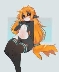 Rule 34 | 1girl, artist request, blonde hair, breasts, colored sclera, colored skin, glowing markings, highres, long hair, midna, multicolored skin, navel, nintendo, nipples, pointy ears, pussy, red eyes, smile, solo, the legend of zelda, the legend of zelda: twilight princess, two-tone skin, very long hair, yellow sclera