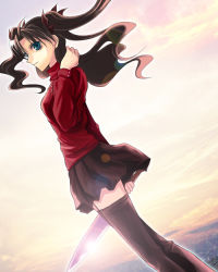 Rule 34 | 00s, 1girl, black thighhighs, fate/stay night, fate (series), nina (pastime), solo, thighhighs, tohsaka rin, turtleneck